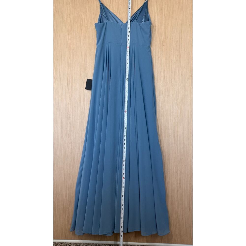 NEW Lulus All About Love Chiffon Maxi Dress Womens Size Large Pleated Slate Blue - Picture 9 of 12